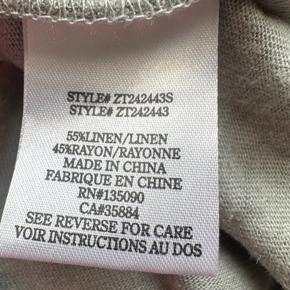 Z Supply Beachport Tee Pale Jade Linen Blend V-Neck Short Sleeve Top NWT L - Picture 4 of 5